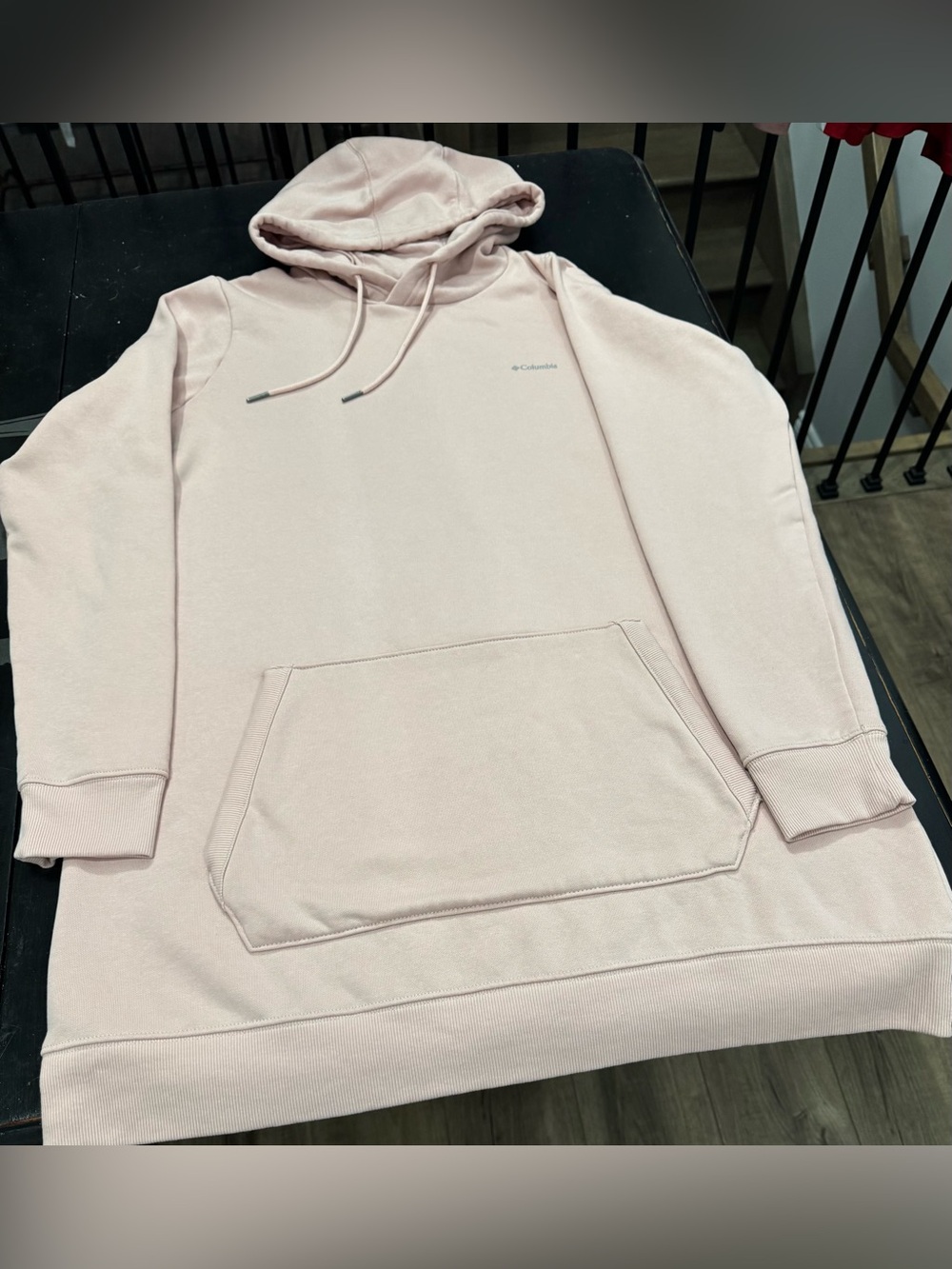 Columbia Womens Hoodie Dress XL Pink Long Sleeve Sweatshirt Pullover Pouch EUC